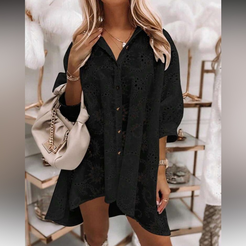 White Eyelet Tunic Dress - Picture 13 of 14